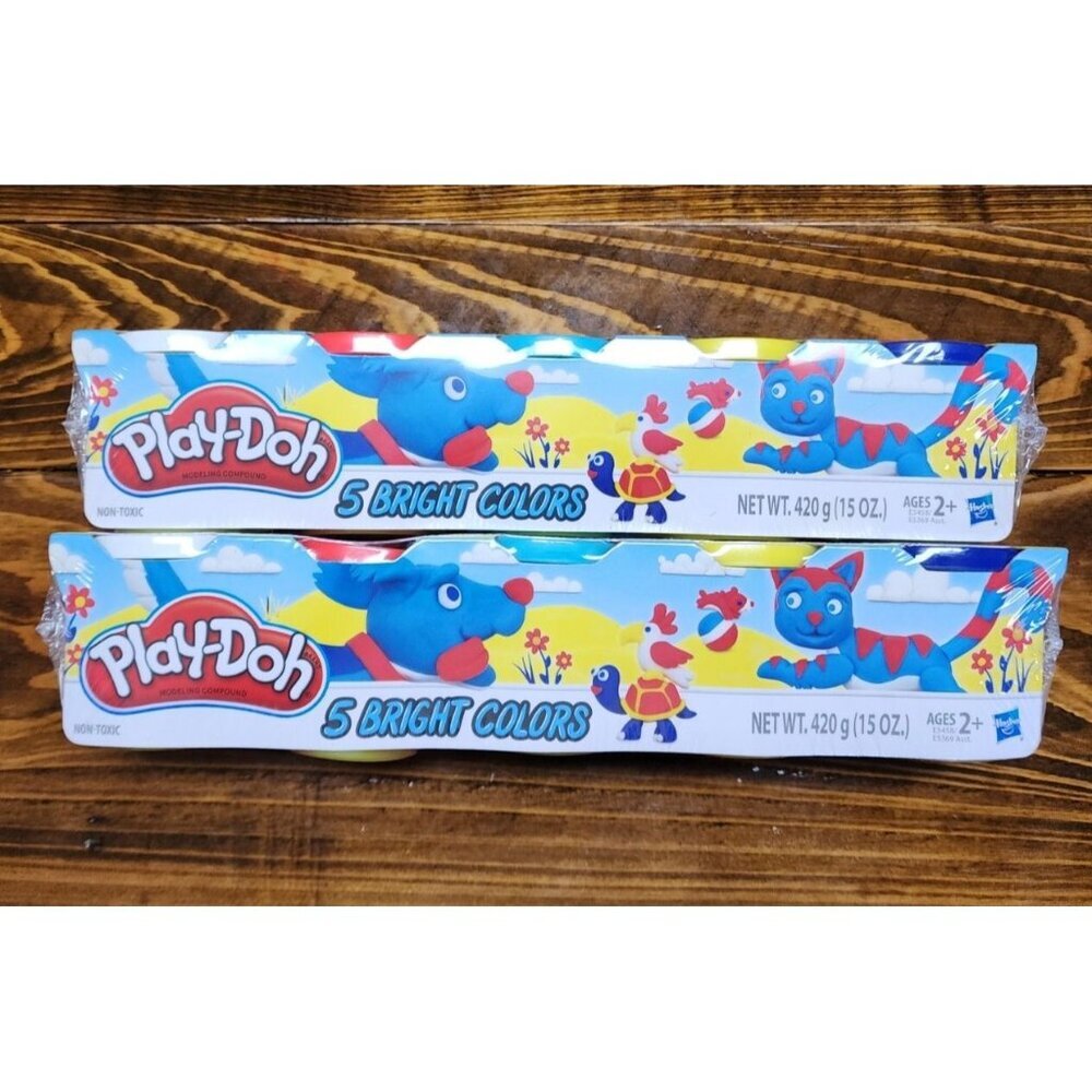 2 pack Play-Doh 5 Color Set New By Hasbro Blue Red Yellow Teal White